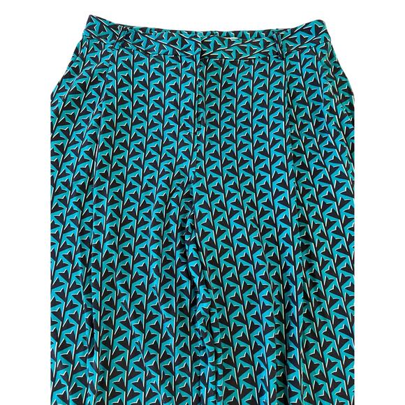 Diane Von Fursternburg Wide Leg Geometric Pants Size 8 Artsy Casual 100% Silk - Picture 7 of 16